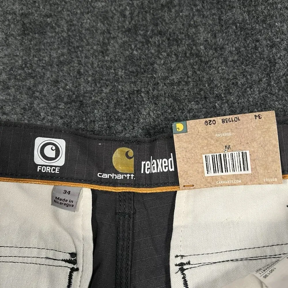 NEW Carhartt Relaxed Fit Force Tappen Cargo Shorts Men's 34 Utility Gray Cotton